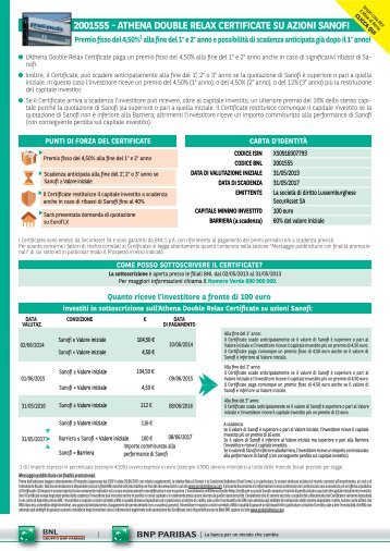 Athena Double Relax 4y su Sanofi- SecurAsset.indd - Prodottidiborsa