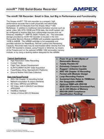 miniRâ¢ 700 Solid-State Recorder - Products 4 Engineers