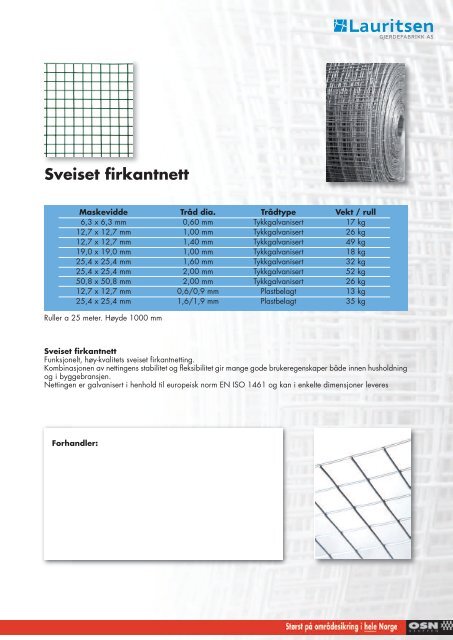 SmÃ¥masket flettverk - Produktfakta