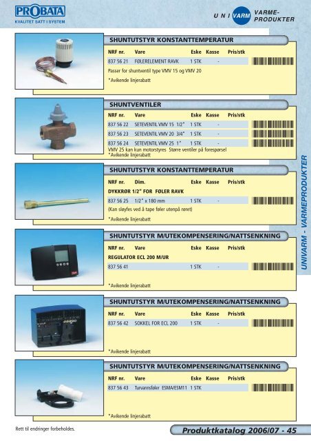 Produktkatalog 2006/07 - Produktfakta