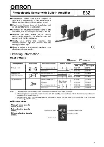 E3Z Photoelectric Sensor with Built-in Amplifier