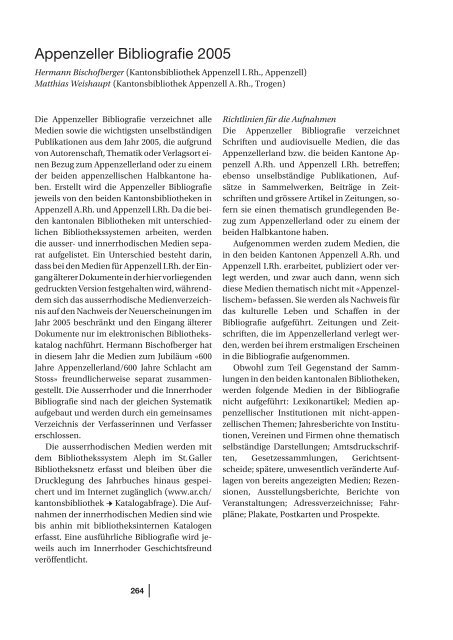 Appenzellische Jahrbücher - Appenzellische Gemeinnützige ...