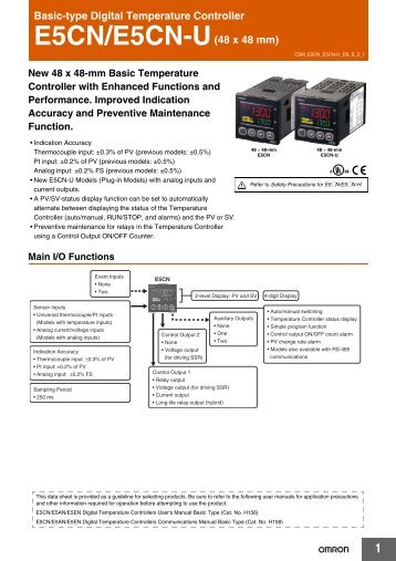 Basic-type Digital Temperature Controller E5CN/E5CN-U(48 x 48 mm)