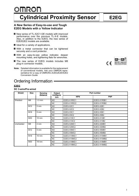 Cylindrical Proximity Sensor E2EG