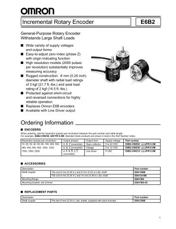 Incremental Rotary Encoder E6B2 Ordering Information