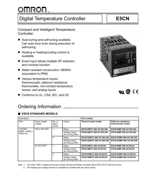 Digital Temperature Controller E5CN