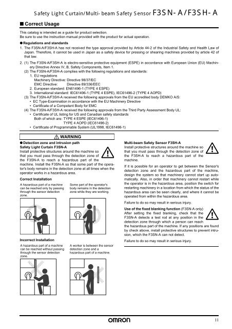 Safety Light Curtain / Multi-beam Safety Sensor F3SN-A ... - Omron