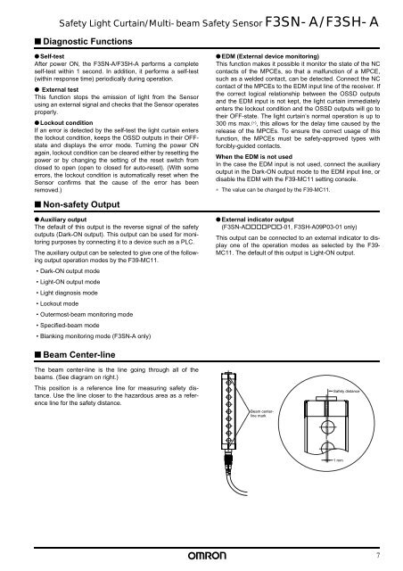 Safety Light Curtain / Multi-beam Safety Sensor F3SN-A ... - Omron