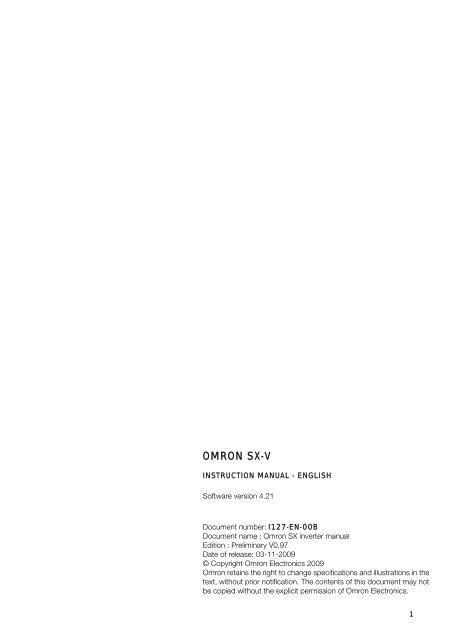 Omron SX inverter manual