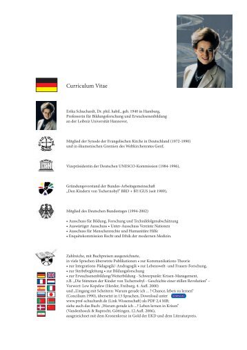 Curriculum Vitae - Prof. Dr. Erika Schuchardt