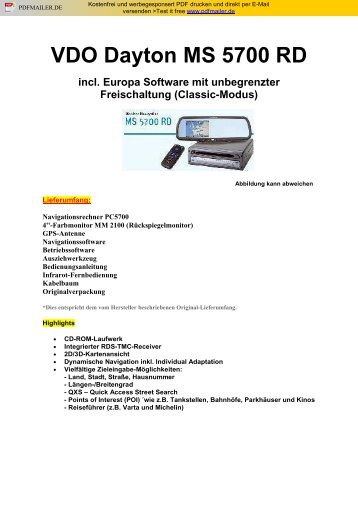 Vdo Dayton Ms 4150 Software Definition