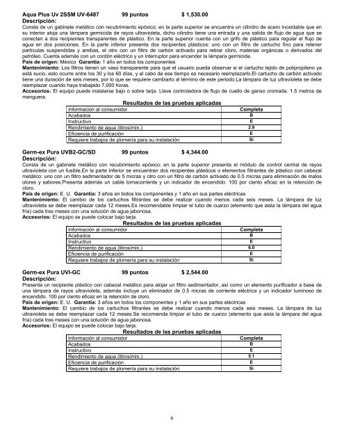 Calidad de filtros purificadores de agua - Profeco