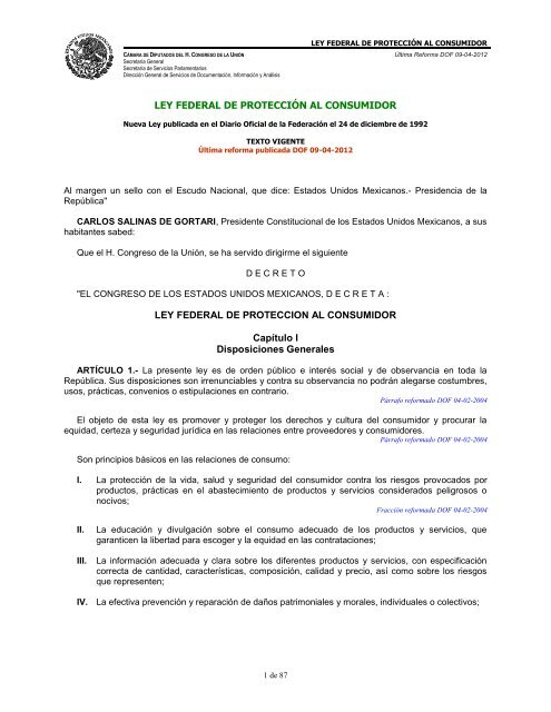 Ley Federal de Protección al Consumidor - Profeco