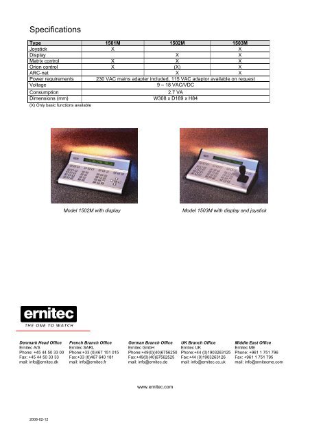 The Ernitec Series 250 is a range of units capable of transmitting ...