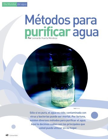 Métodos para purificar agua - Profeco