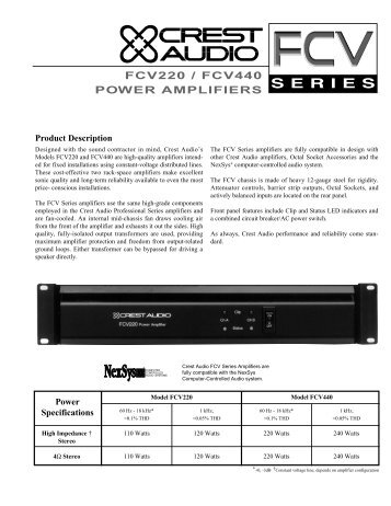 FCV220 / FCV440 POWER AMPLIFIERS - Crest Audio