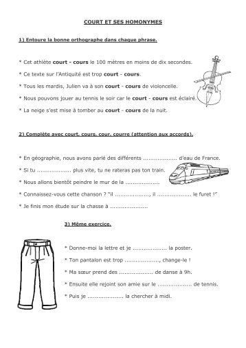 COURT ET SES HOMONYMES * Cet athlÃ¨te ... - Professeur Phifix