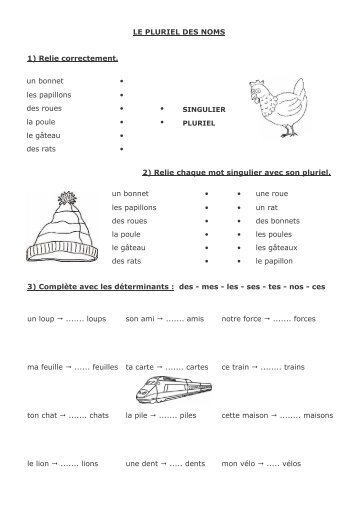 LE PLURIEL DES NOMS 1) Relie correctement. 2 ... - Professeur Phifix