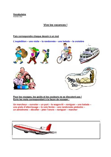 vocabulaire sur les vacances - Professeur Phifix