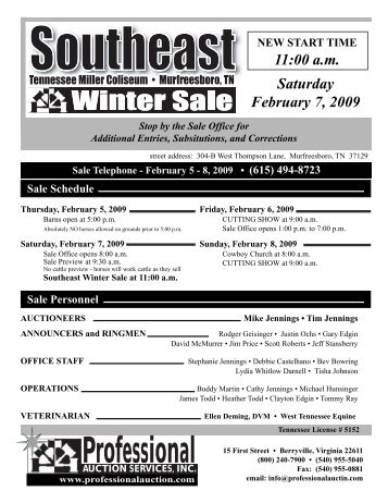 Saturday, February 7, 2009 - Professional Auction Services, Inc.