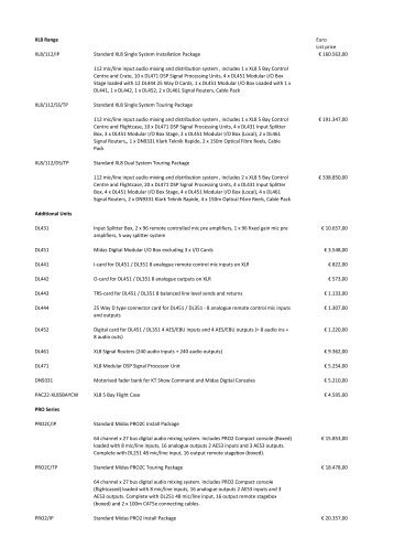 midas prijslijst 2011.xlsx - Calis Professional Audio