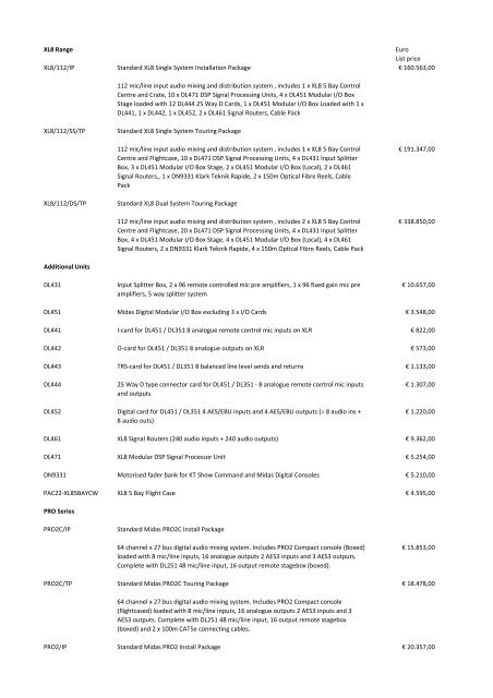 midas prijslijst 2011.xlsx - Calis Professional Audio