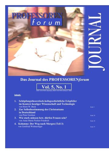 Vol. 1, No. 1 Vol. 5, No. 1 - Professorenforum