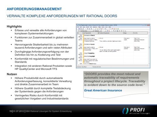 ibm rational lÃ¶sungen fÃ¼r system entwicklung - PROFI Engineering ...