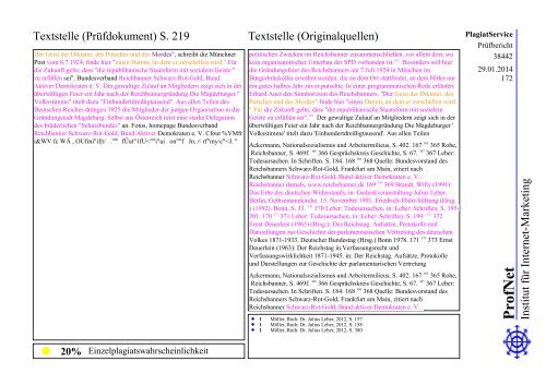 ProfNet PlagiatService -Prüfbericht-