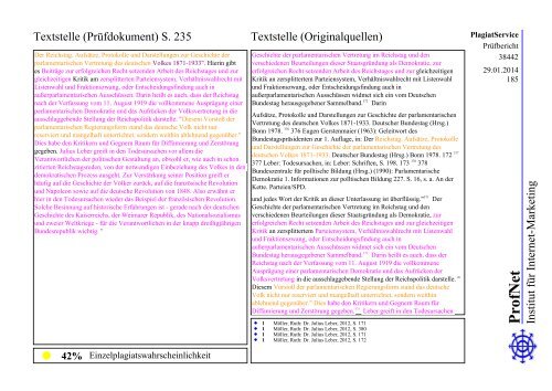 ProfNet PlagiatService -Prüfbericht-