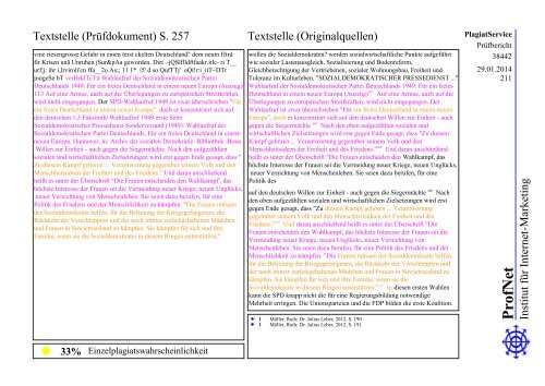 ProfNet PlagiatService -Prüfbericht-