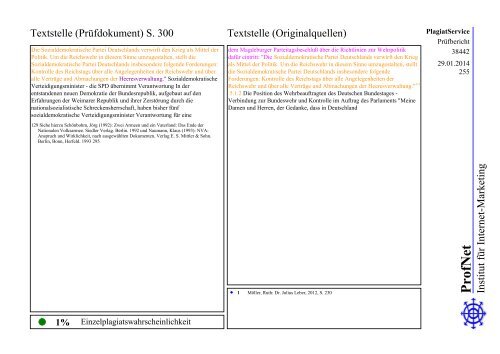 ProfNet PlagiatService -Prüfbericht-