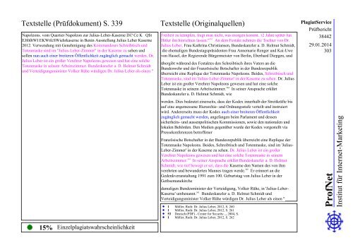 ProfNet PlagiatService -Prüfbericht-