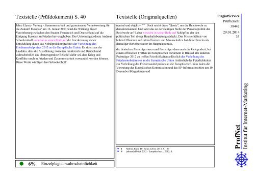 ProfNet PlagiatService -Prüfbericht-