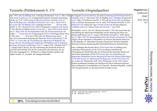 ProfNet PlagiatService -Prüfbericht-