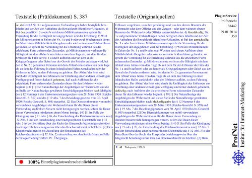 ProfNet PlagiatService -Prüfbericht-