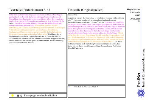 ProfNet PlagiatService -Prüfbericht-