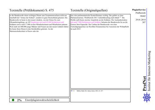 ProfNet PlagiatService -Prüfbericht-