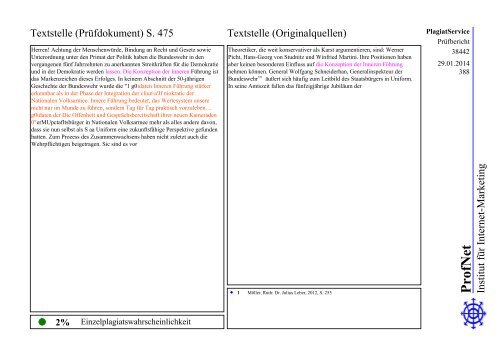 ProfNet PlagiatService -Prüfbericht-