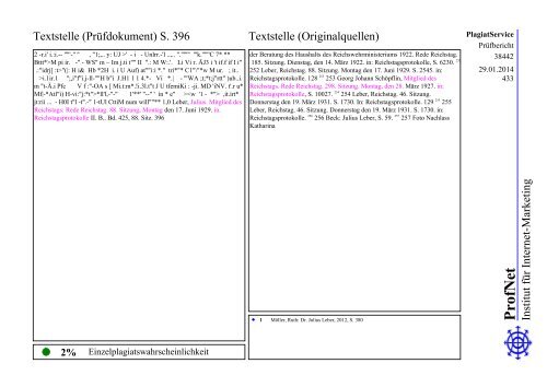 ProfNet PlagiatService -Prüfbericht-