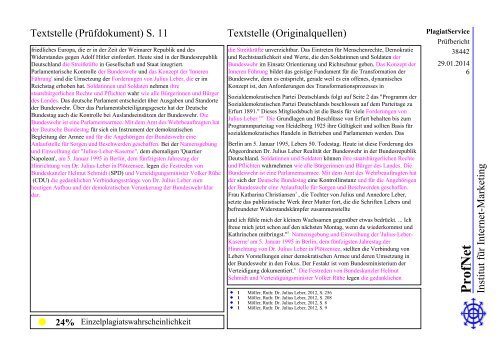 ProfNet PlagiatService -Prüfbericht-