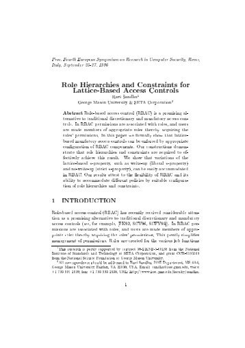 Role Hierarchies and Constraints for Lattice-Based Access Controls