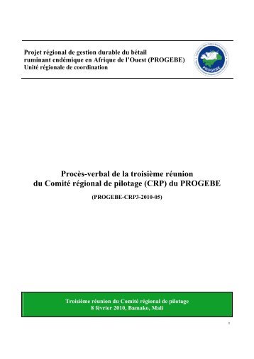 Procès-verbal de la troisième réunion du Comité ... - PROGEBE