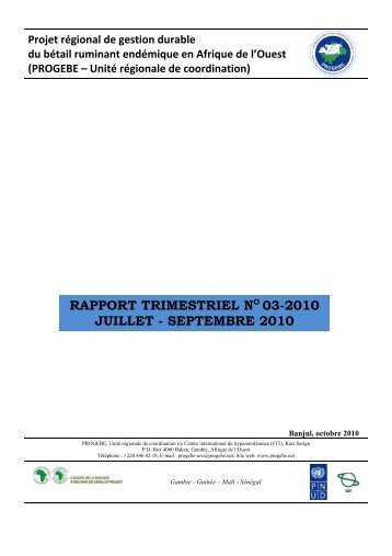 RAPPORT TRIMESTRIEL NO 03-2010 JUILLET ... - PROGEBE