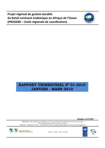 RAPPORT TRIMESTRIEL NO 01-2010 JANVIER ... - PROGEBE