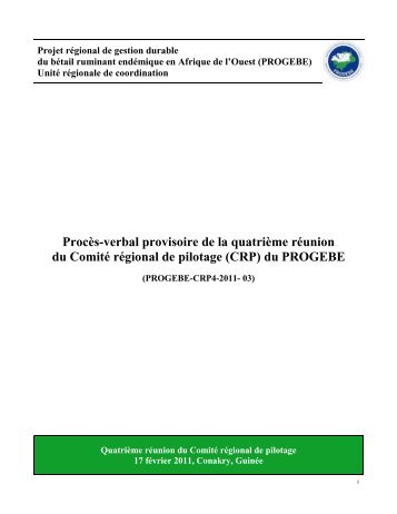 Procès-verbal provisoire de la quatrième réunion du ... - PROGEBE