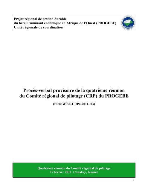 Procès-verbal provisoire de la quatrième réunion du ... - PROGEBE