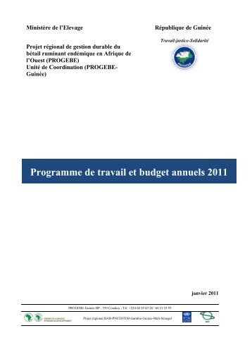 Programme de travail et budget annuels 2011 - PROGEBE