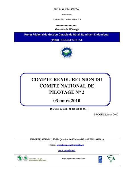 COMPTE RENDU REUNION DU COMITE NATIONAL ... - PROGEBE