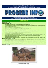 Projet régional de gestion durable du bétail ruminant ... - PROGEBE